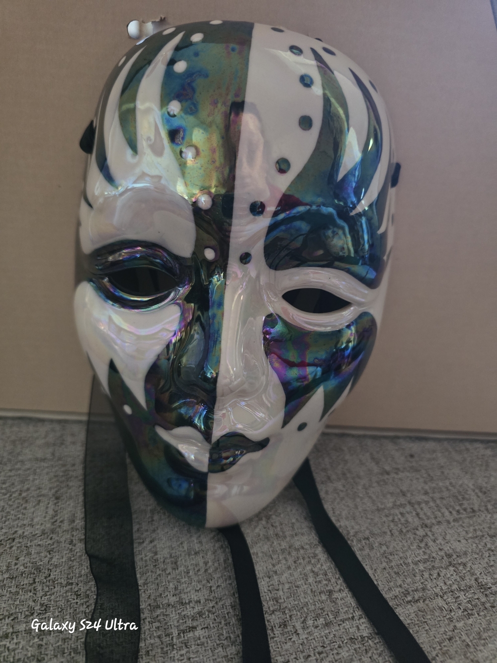 Iridescent Black and White Decorative Face Mask